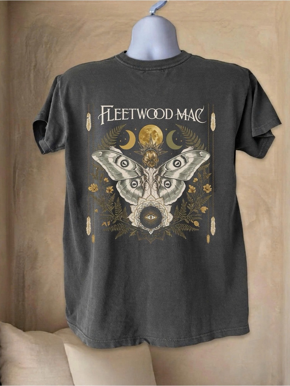 Comfort Colors Fleetwood Mac Band Tee with Celestial Butterfly Moth Graphic